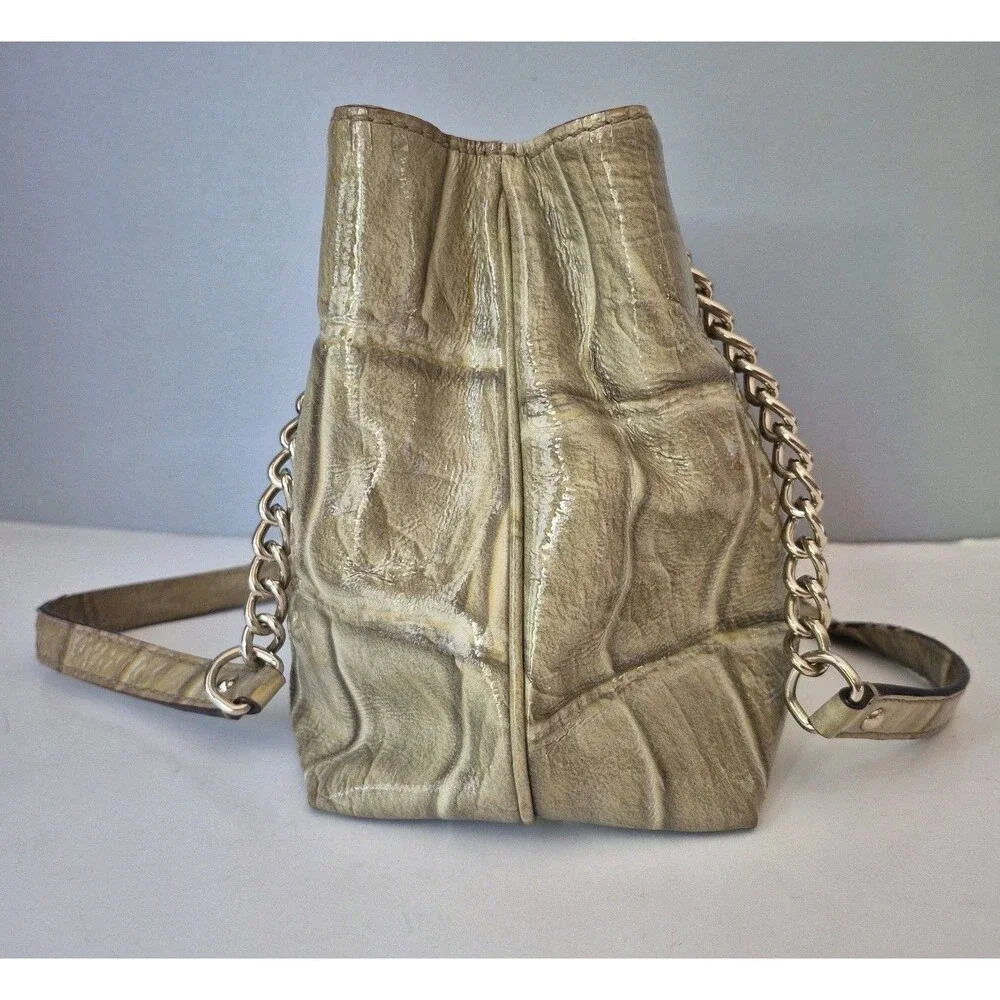 Kate Spade New York Taupe Alligator Embossed Leather Chain Link Shoulder Purse